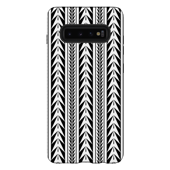 Galaxy S10 plus StrongFit Edgy Black Stripes by Caitlin Workman