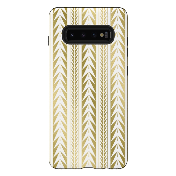 Galaxy S10 plus StrongFit Edgy Gold Stripes by Caitlin Workman