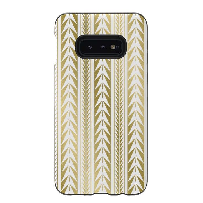 Galaxy S10e StrongFit Edgy Gold Stripes by Caitlin Workman