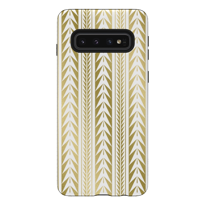 Galaxy S10 StrongFit Edgy Gold Stripes by Caitlin Workman
