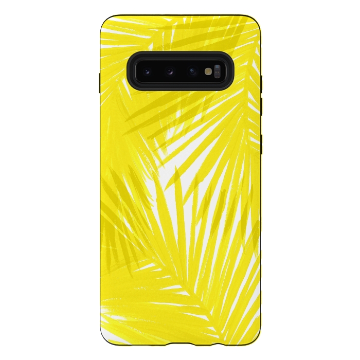 Galaxy S10 plus StrongFit Yellow Palms by Caitlin Workman