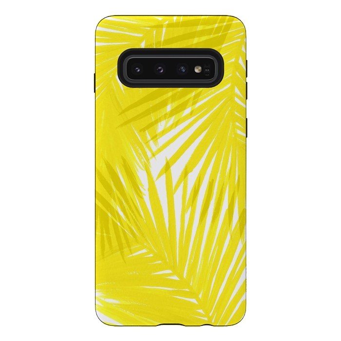 Galaxy S10 StrongFit Yellow Palms by Caitlin Workman