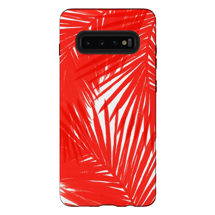 Galaxy S10 plus StrongFit Red Palms by Caitlin Workman