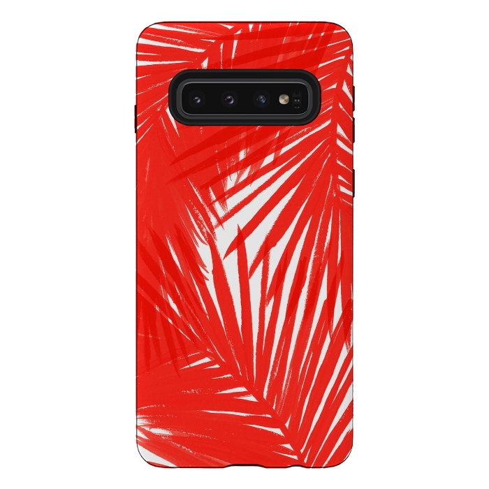 Galaxy S10 StrongFit Red Palms by Caitlin Workman