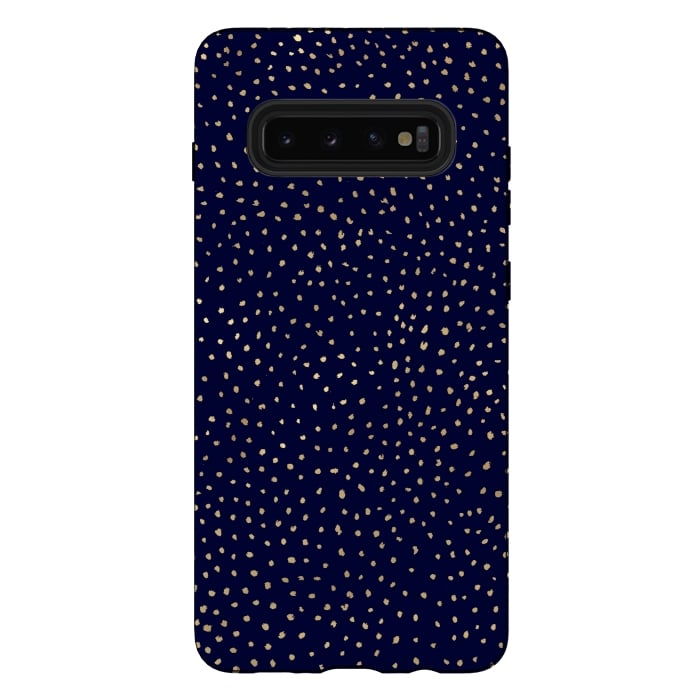 Galaxy S10 plus StrongFit Dotted Gold and Navy by Caitlin Workman