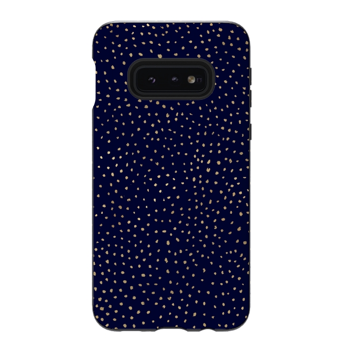 Galaxy S10e StrongFit Dotted Gold and Navy by Caitlin Workman