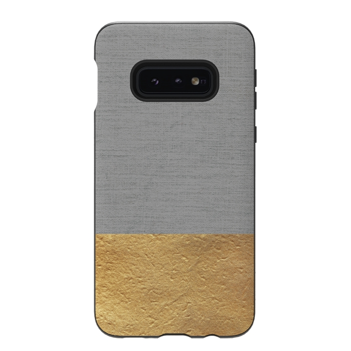 Galaxy S10e StrongFit Color Blocked Gold and Grey by Caitlin Workman