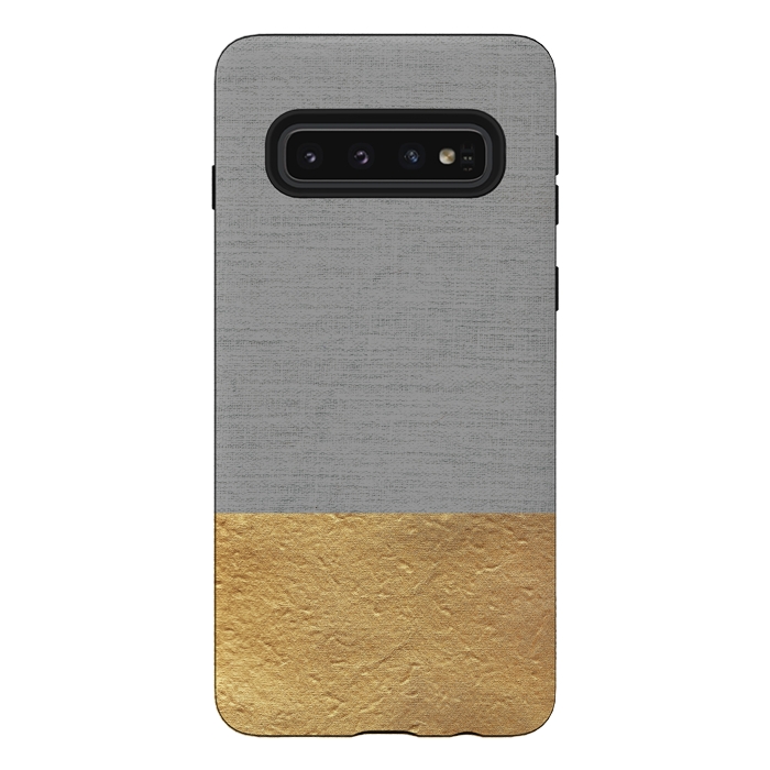 Galaxy S10 StrongFit Color Blocked Gold and Grey by Caitlin Workman