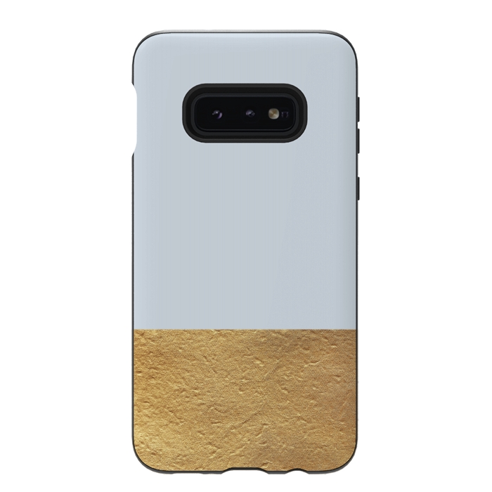 Galaxy S10e StrongFit Color Block Light Blue and Gold by Caitlin Workman