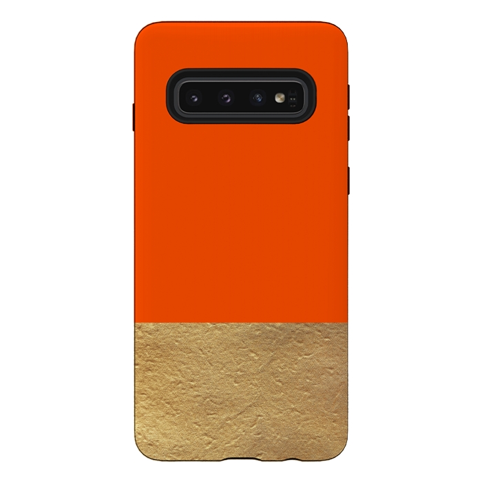 Galaxy S10 StrongFit Color Block Red and Gold by Caitlin Workman