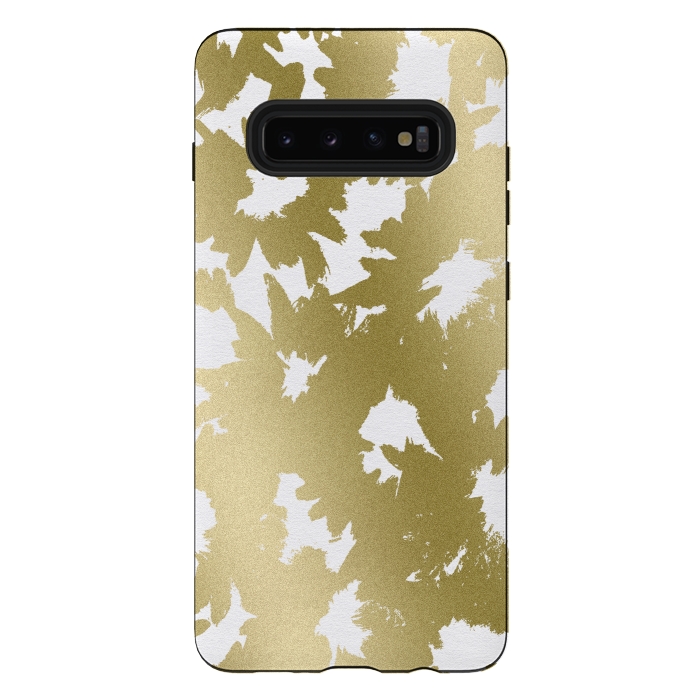 Galaxy S10 plus StrongFit Gold Floral by Caitlin Workman