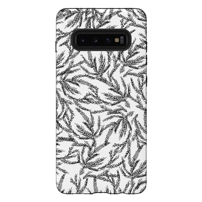 Galaxy S10 plus StrongFit Black Coral Ferns by Caitlin Workman