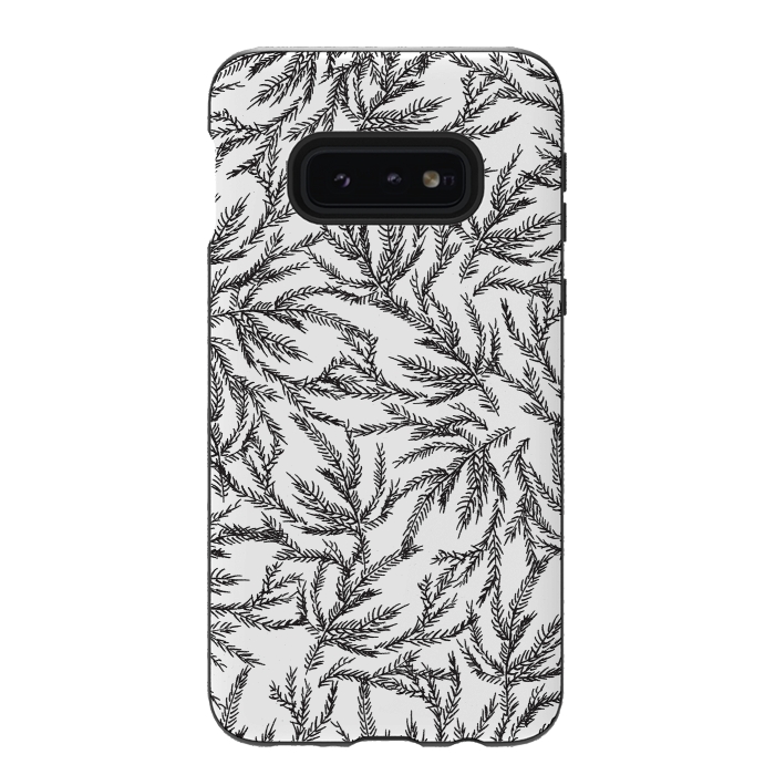 Galaxy S10e StrongFit Black Coral Ferns by Caitlin Workman