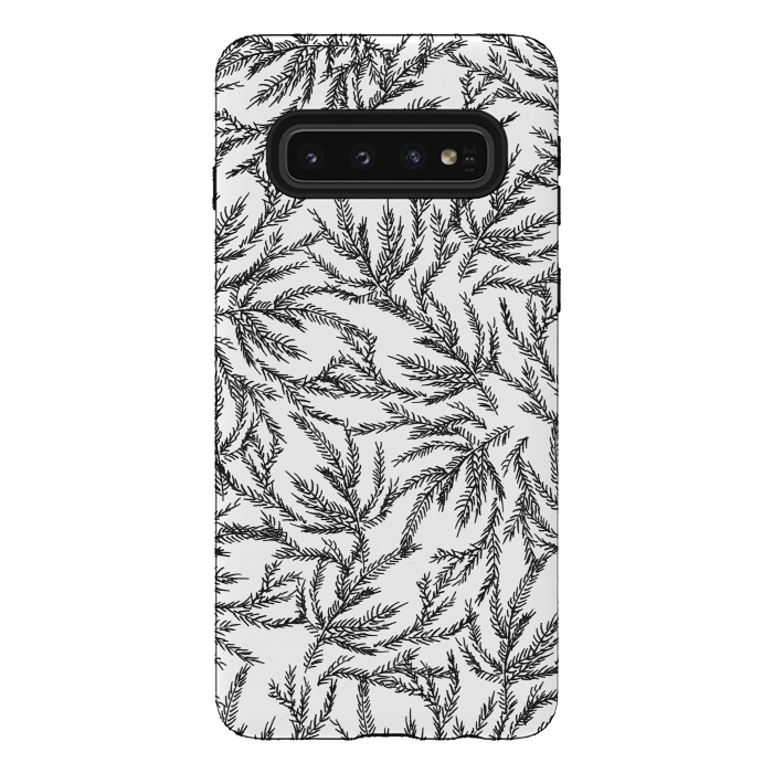 Galaxy S10 StrongFit Black Coral Ferns by Caitlin Workman