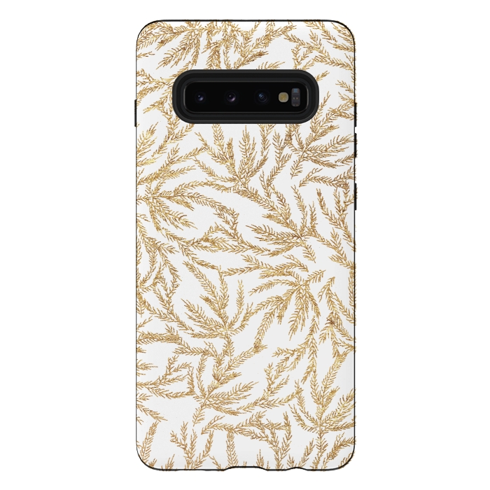 Galaxy S10 plus StrongFit Gold Ferns by Caitlin Workman