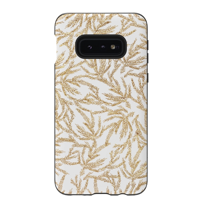 Galaxy S10e StrongFit Gold Ferns by Caitlin Workman