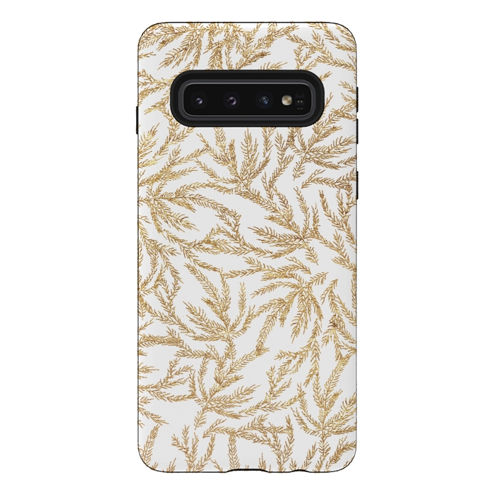 Galaxy S10 StrongFit Gold Ferns by Caitlin Workman