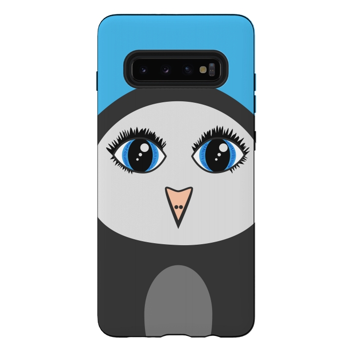 Galaxy S10 plus StrongFit Cute Cartoon Geometric Penguin Face by Boriana Giormova