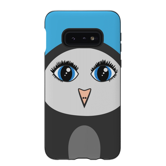 Galaxy S10e StrongFit Cute Cartoon Geometric Penguin Face by Boriana Giormova