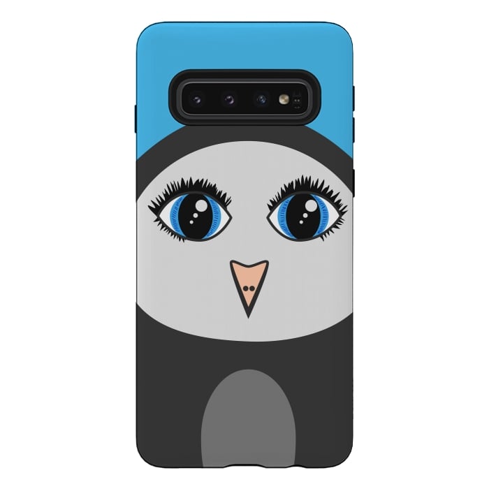 Galaxy S10 StrongFit Cute Cartoon Geometric Penguin Face by Boriana Giormova