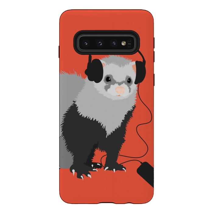 Galaxy S10 StrongFit Funny Music Lover Ferret by Boriana Giormova