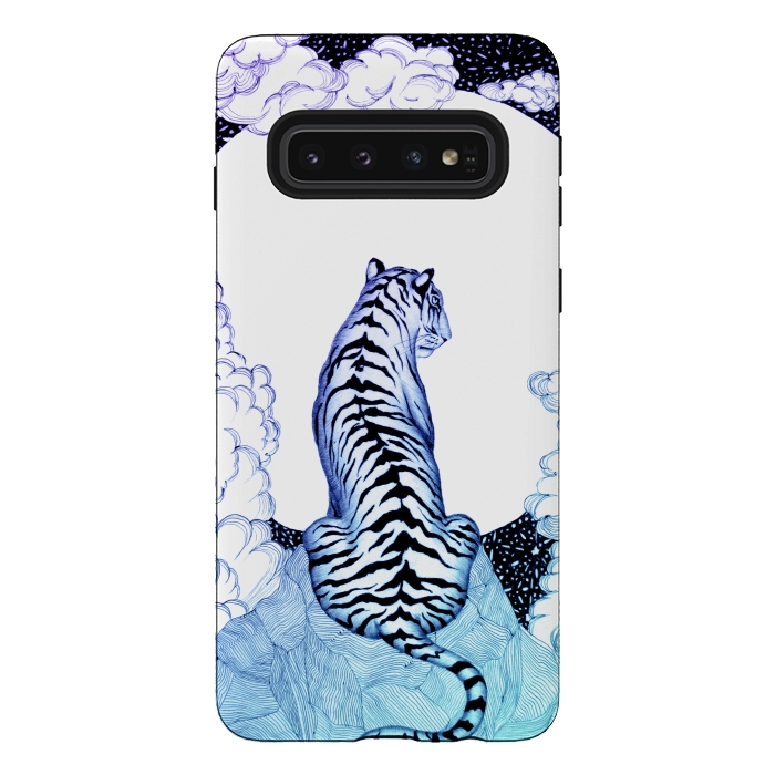 Galaxy S10 StrongFit Ombre Tiger Moon by ECMazur 