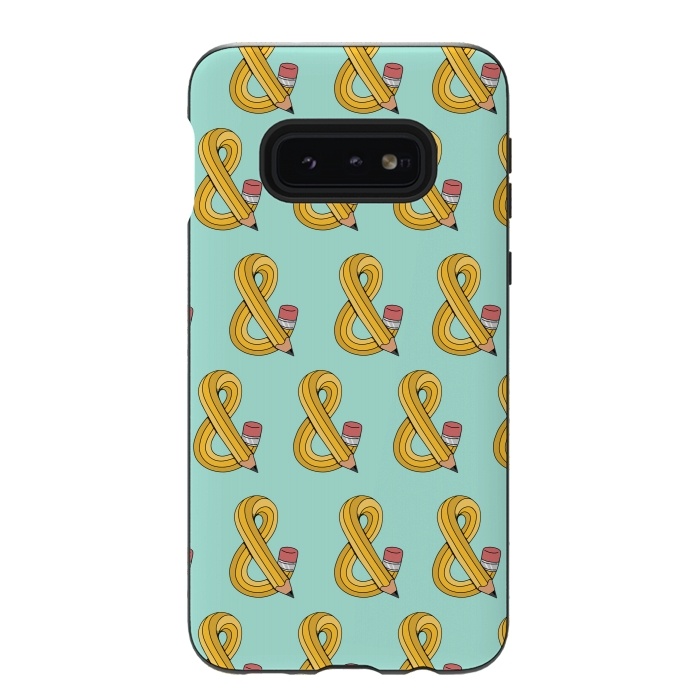 Galaxy S10e StrongFit Ampersand Pencil Pattern Green by Coffee Man