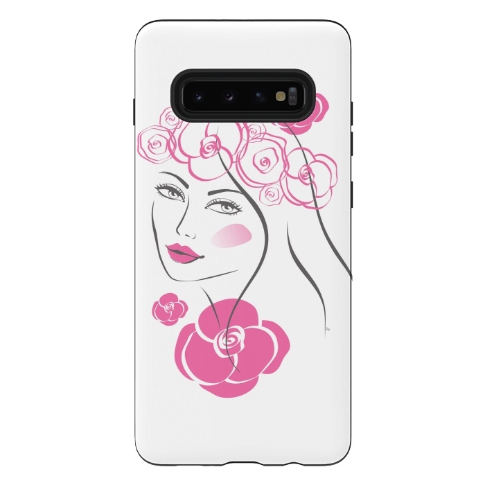 Galaxy S10 plus StrongFit Pink Rose Lady by Martina