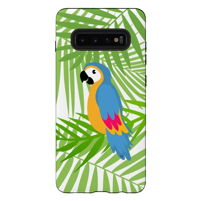 Galaxy S10 plus StrongFit Cute colourful parrot by Martina
