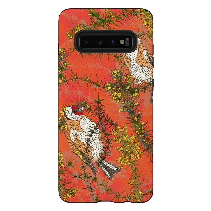 Galaxy S10 plus StrongFit Goldfinches in Gorse by Lotti Brown