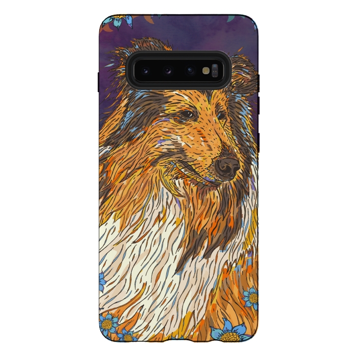 Galaxy S10 plus StrongFit Rough Collie by Lotti Brown