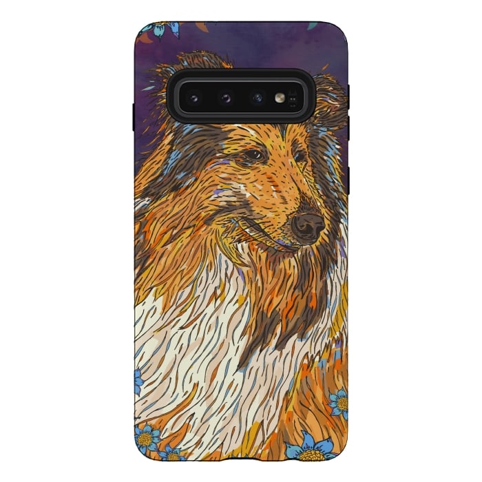 Galaxy S10 StrongFit Rough Collie by Lotti Brown