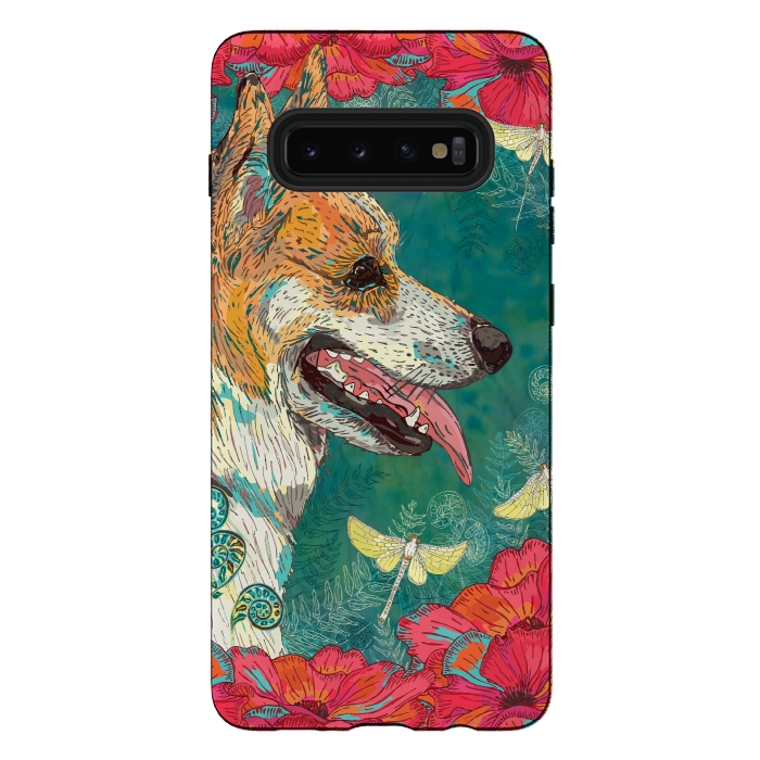 Galaxy S10 plus StrongFit Corgi and Fairies by Lotti Brown