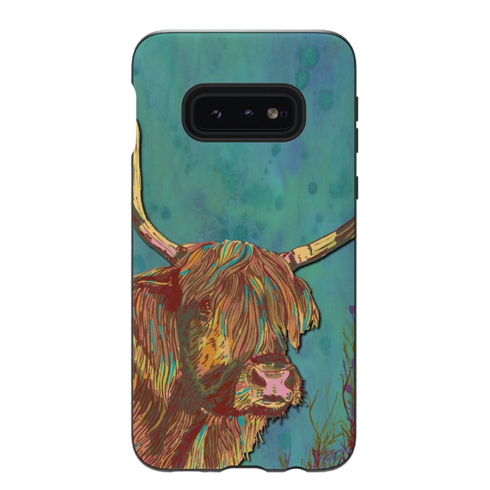Galaxy S10e StrongFit Highland Cow by Lotti Brown
