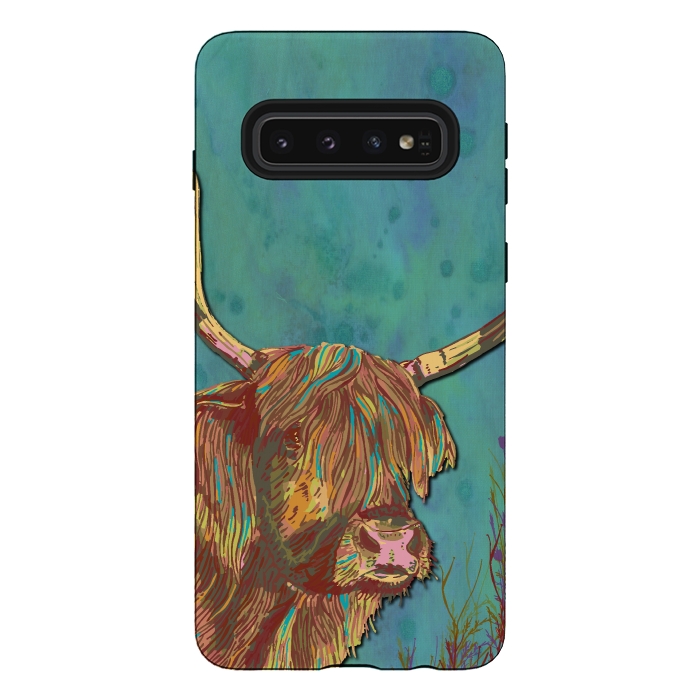 Galaxy S10 StrongFit Highland Cow by Lotti Brown