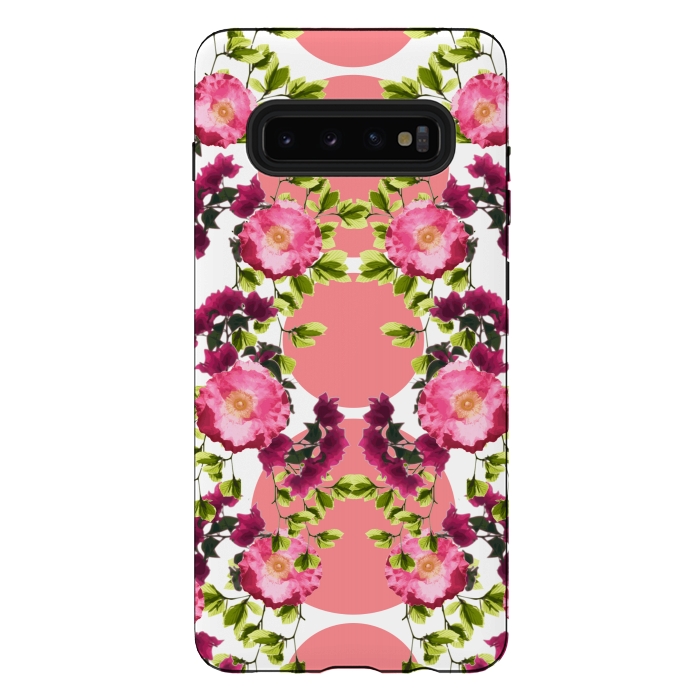 Galaxy S10 plus StrongFit Symmetrical Pink Floral Print by Zala Farah