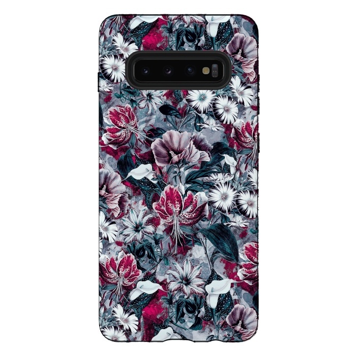 Galaxy S10 plus StrongFit Floral Blue by Riza Peker
