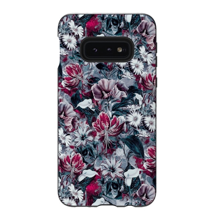 Galaxy S10e StrongFit Floral Blue by Riza Peker