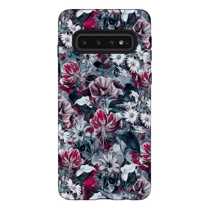 Galaxy S10 StrongFit Floral Blue by Riza Peker