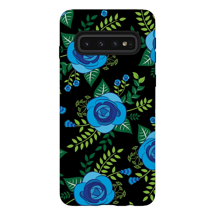 Galaxy S10 StrongFit Blue Roses by Rossy Villarreal