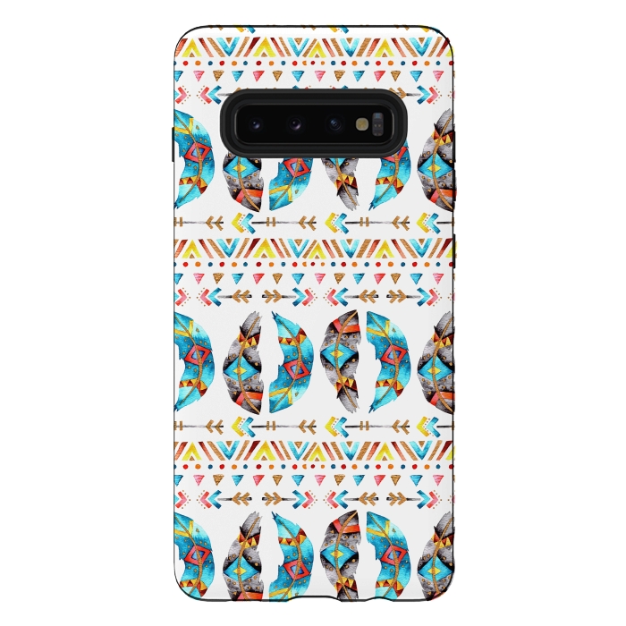 Galaxy S10 plus StrongFit Feathers and Arrows by Pom Graphic Design