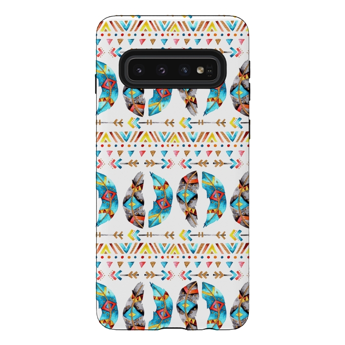 Galaxy S10 StrongFit Feathers and Arrows by Pom Graphic Design