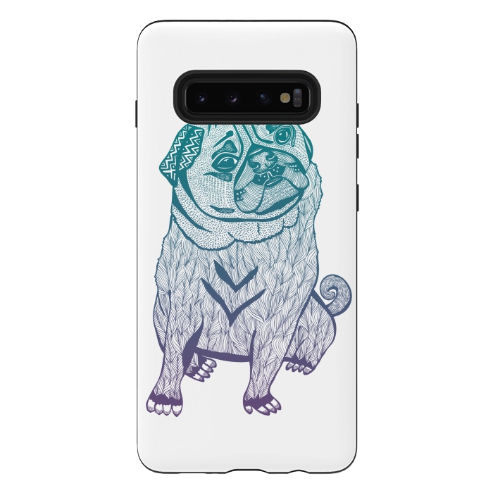 Galaxy S10 plus StrongFit Duotone pug by Pom Graphic Design