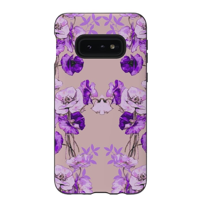Galaxy S10e StrongFit Dramatic Florals (Purple) by Zala Farah