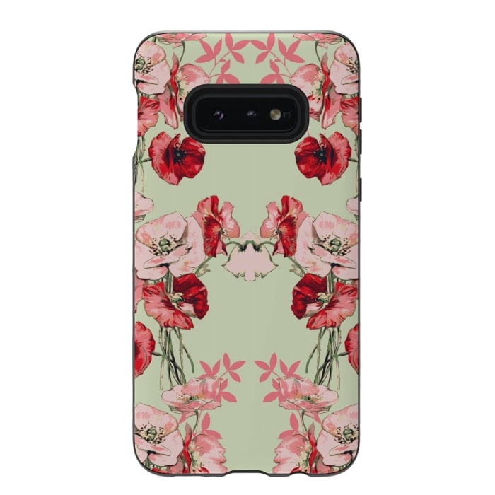 Galaxy S10e StrongFit Dramatic Florals (Red) by Zala Farah