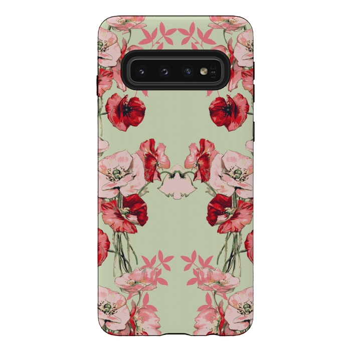 Galaxy S10 StrongFit Dramatic Florals (Red) by Zala Farah