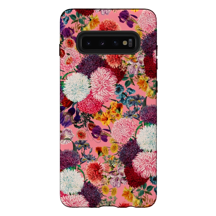 Galaxy S10 plus StrongFit Floral Pink Pattern by Burcu Korkmazyurek