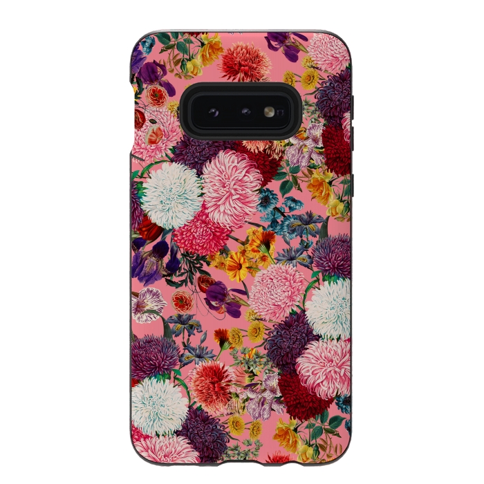 Galaxy S10e StrongFit Floral Pink Pattern by Burcu Korkmazyurek