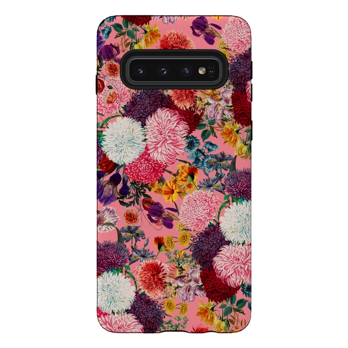 Galaxy S10 StrongFit Floral Pink Pattern by Burcu Korkmazyurek