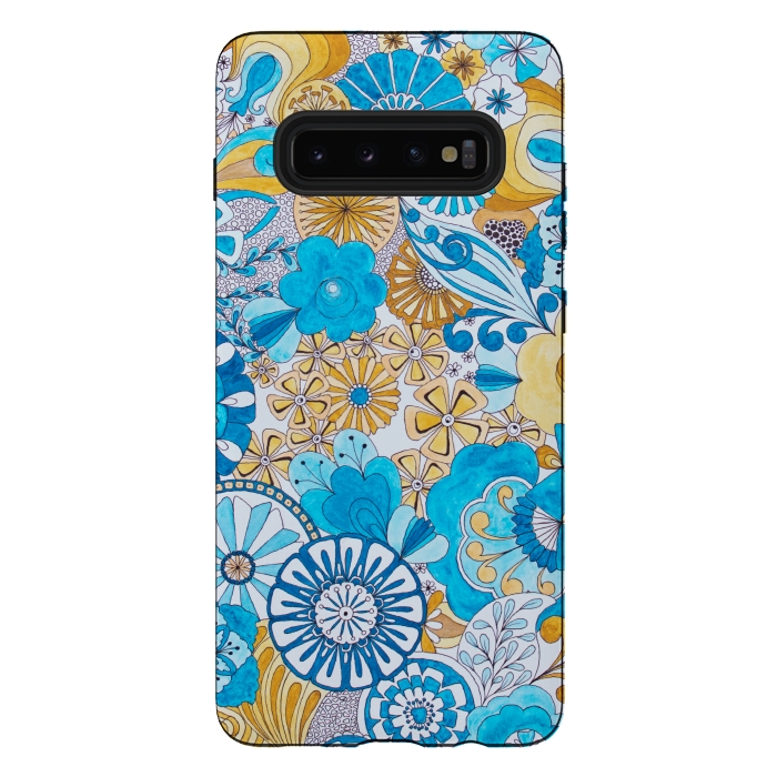 Galaxy S10 plus StrongFit Seventies Psychedelic Blooms by Paula Ohreen